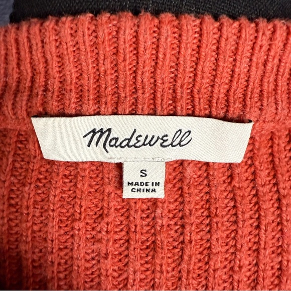Madewell Thompson Pocket Pullover Sweater, Heather Lipstick coral orange, Small - Picture 8 of 9